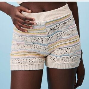Zara Cream Knit Pointelle Bloomer Shorts